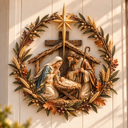 🔥LAST DAY 50% OFF - ✝️🍂 Autumn Cross & Pumpkin Harvest Metal Wall Decor