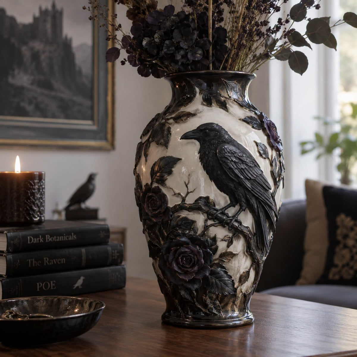 🖤 A Statement Piece Even Without Flowers—Discover the Skull & Raven Vase Collection