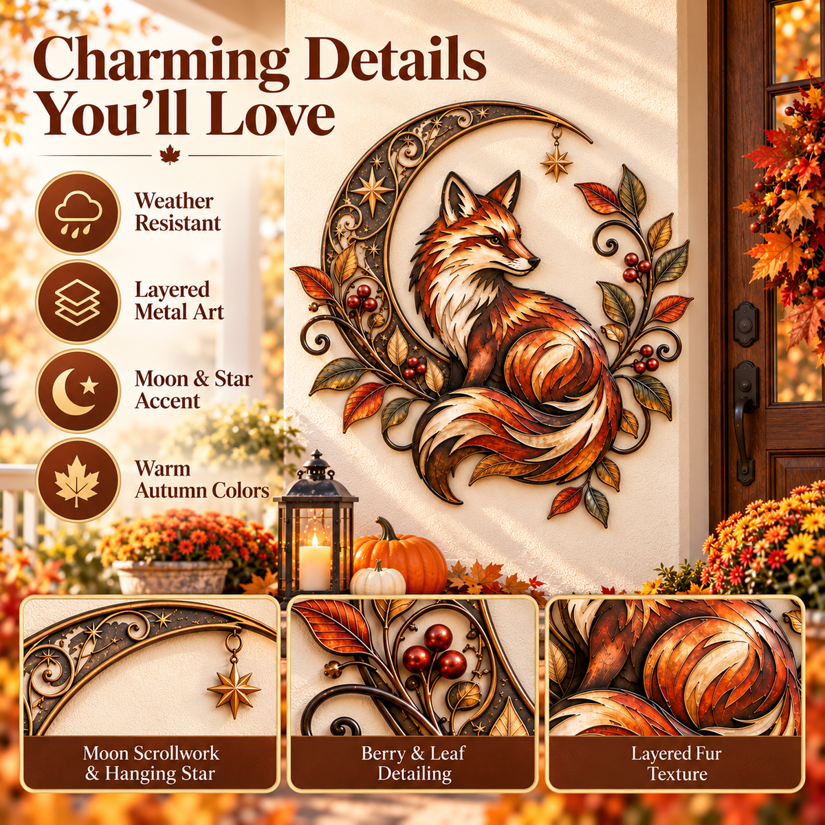 🍁 🦊 🦌 Autumn Woodland Metal Wall Decor Collection