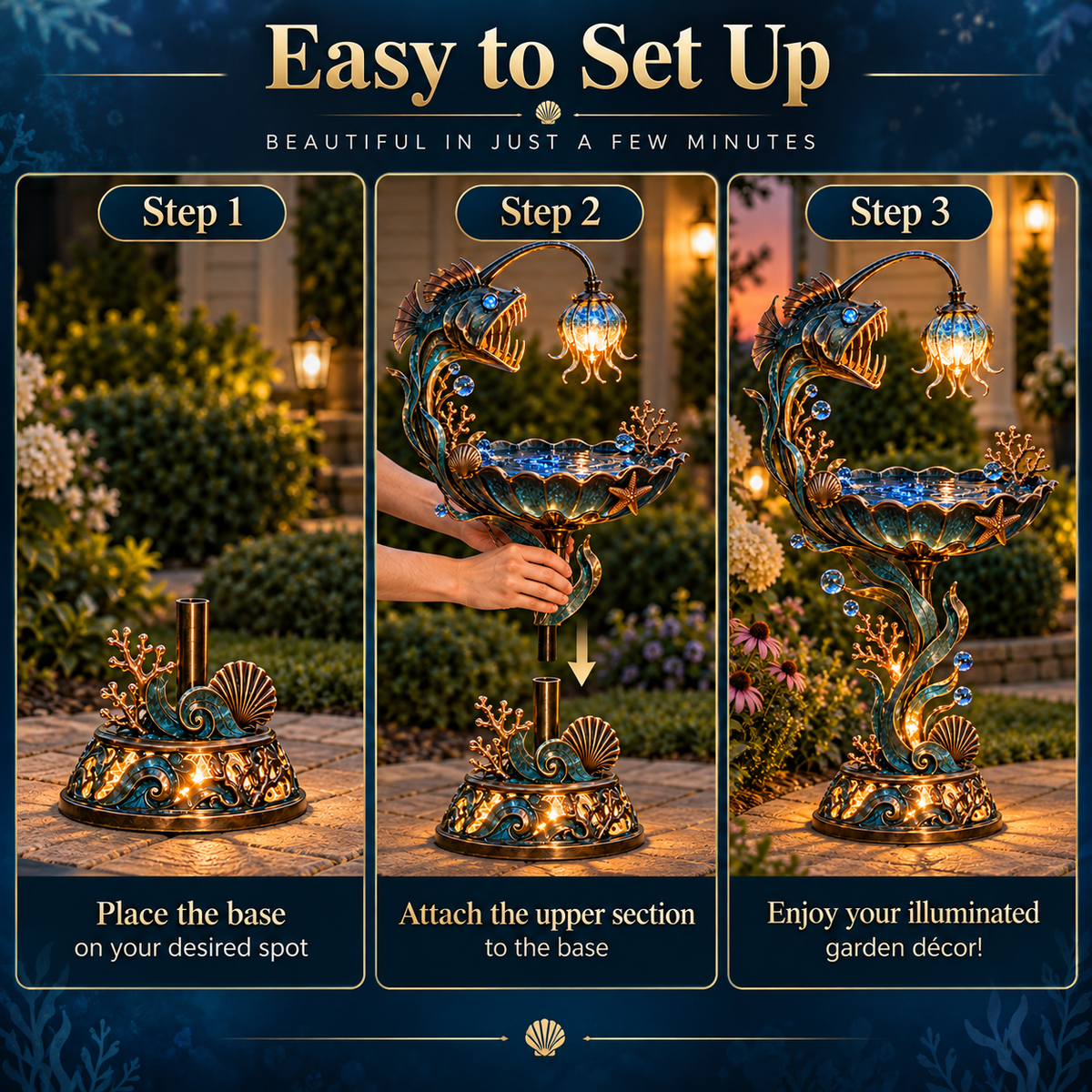 Abyss Glow Garden Fountain easy setup