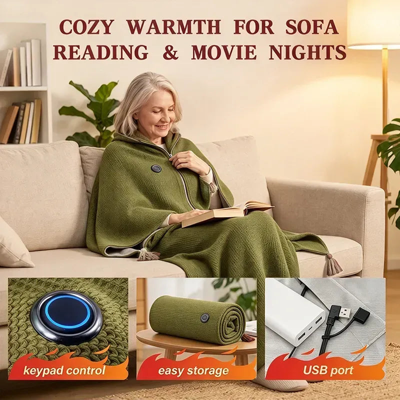 Early Winter Sale: 49% Off -❄️ Portable Heated Blanket Shawl | 15-Second Heating, 3 Heat Levels & Ultra-Soft Winter Comfort 🔥