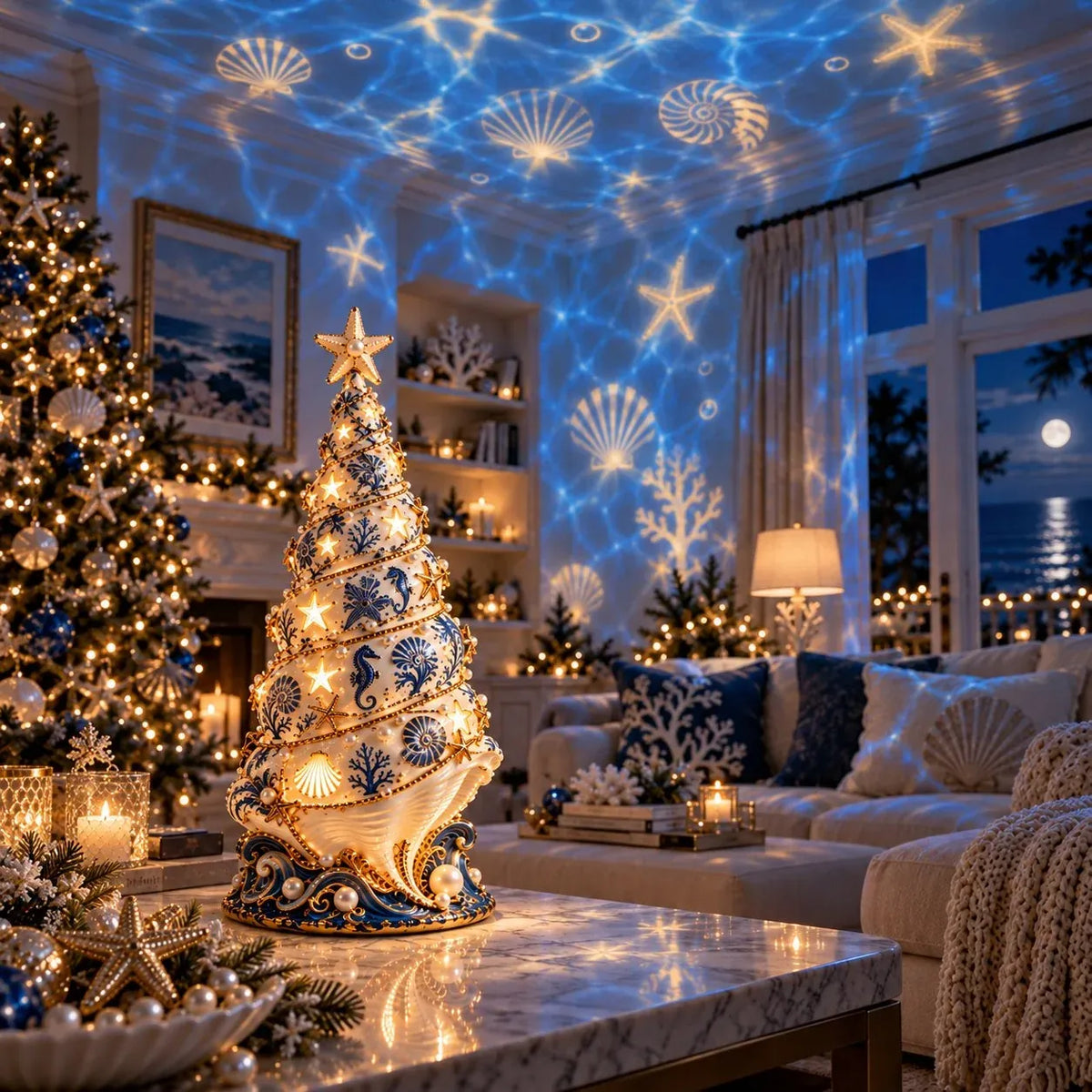 ⏳ Last Day 49% OFF – 🌊 Coastal Christmas Seashell Tree Projection Lamp | Warm Glow & Ocean-Inspired Holiday Projection ✨