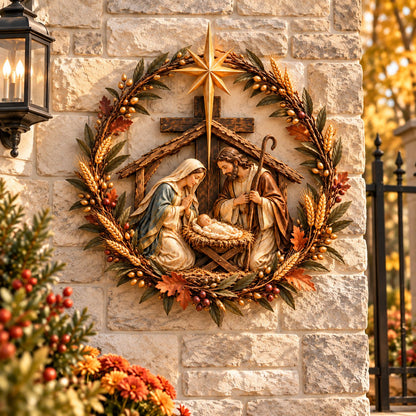 🔥LAST DAY 50% OFF - ✝️🍂 Autumn Cross & Pumpkin Harvest Metal Wall Decor