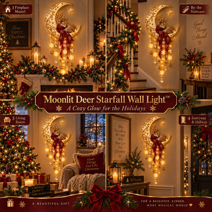 🦌 Last Day 49% OFF🌙 Moonlit Deer Starfall Wall Light™ – Lighted Christmas Wall Decor