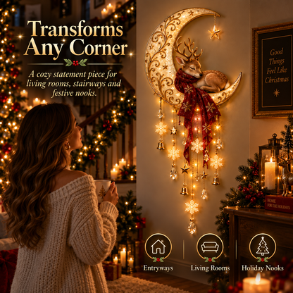 🦌 Last Day 49% OFF🌙 Moonlit Deer Starfall Wall Light™ – Lighted Christmas Wall Decor