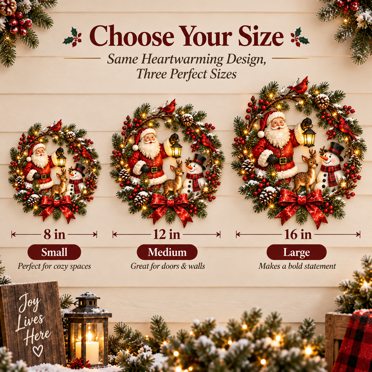 🎄 Christmas Woodland Wreath Collection™ – Santa, Snowman & Deer Holiday Wall Decor