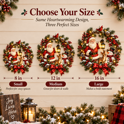 🎄 Christmas Woodland Wreath Collection™ – Santa, Snowman & Deer Holiday Wall Decor