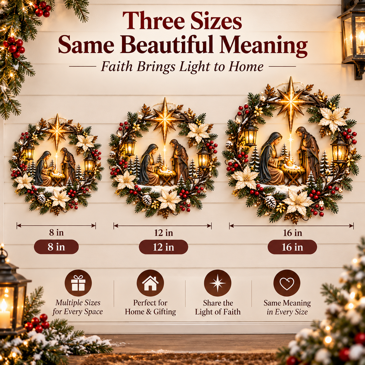 ✝️ Faith & Blessing Christmas Wreath Collection™ – Nativity, Angel & Cardinal Holiday Wall Decor