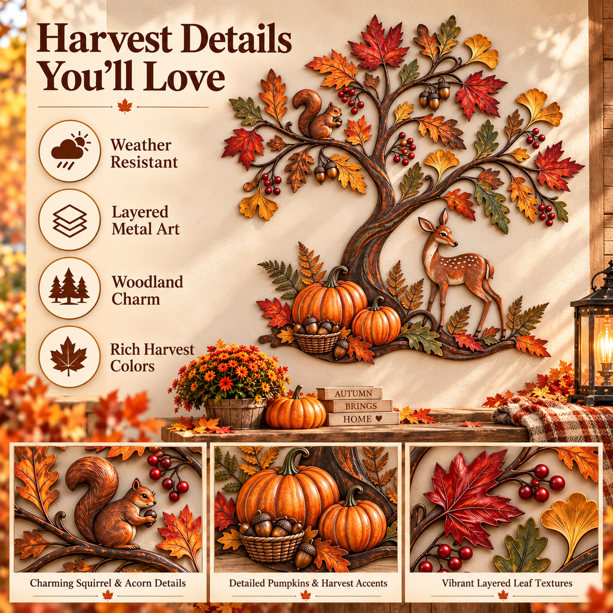🍁 🦊 🦌 Autumn Woodland Metal Wall Decor Collection