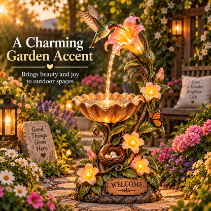 ✨ Last Day 49% OFF🐦✨ Hummingbird Nectar Fountain™ – Lighted Garden & Porch Decor
