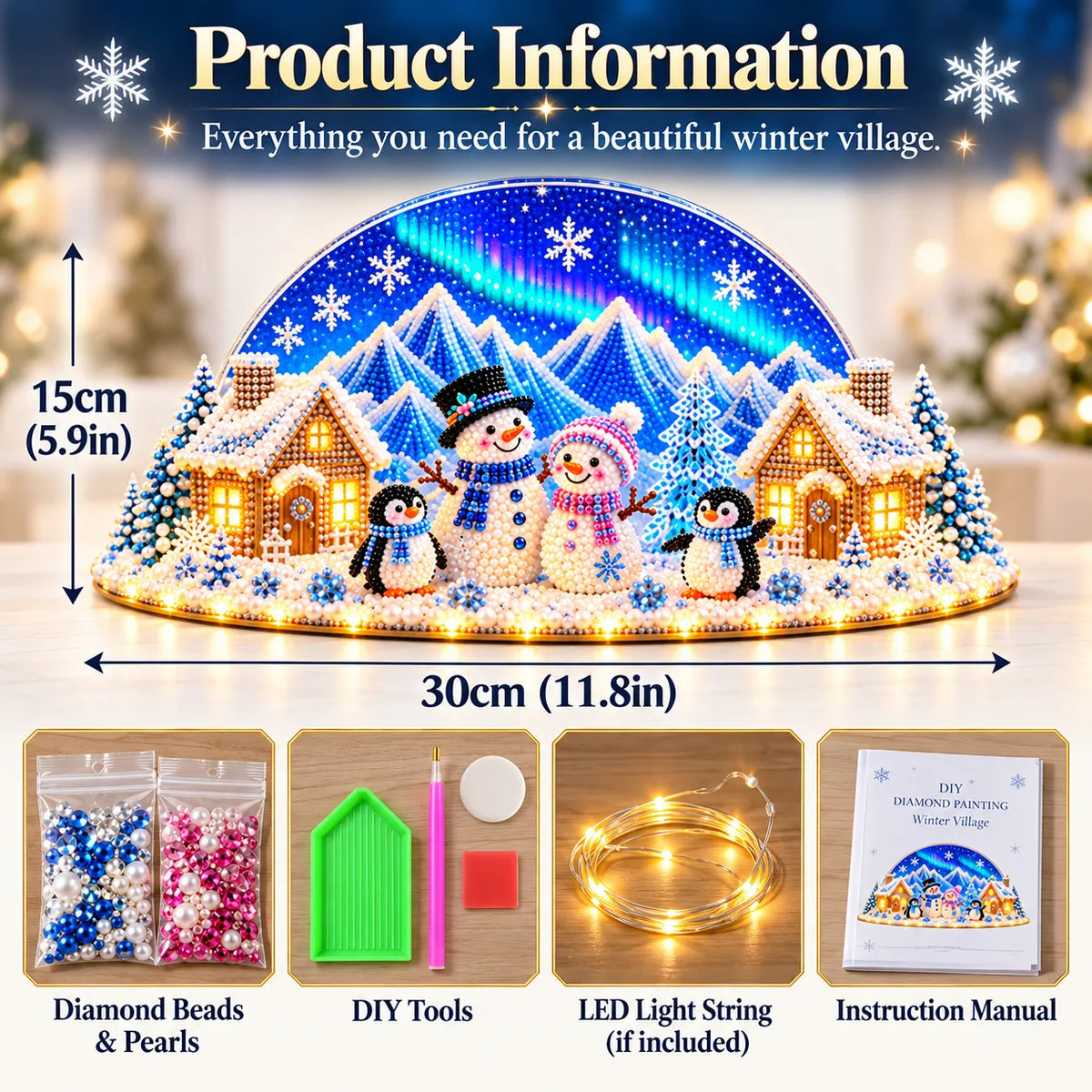 ❄️Beginner-Friendly DIY Winter Village Diamond Art Kit – Make Your Own Wonderland