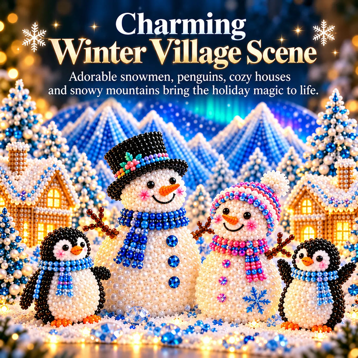 ❄️Beginner-Friendly DIY Winter Village Diamond Art Kit – Make Your Own Wonderland
