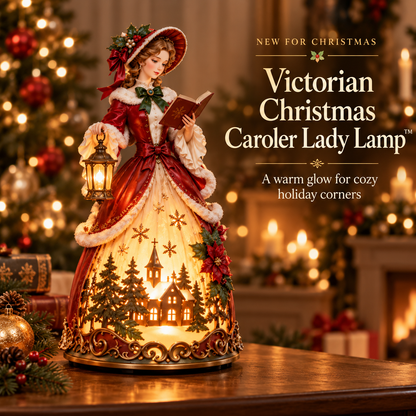 ✨ Last Day 49% OFF 🎄 Victorian Christmas Caroler Lady Lamp™ – Lighted Holiday Tabletop Decor