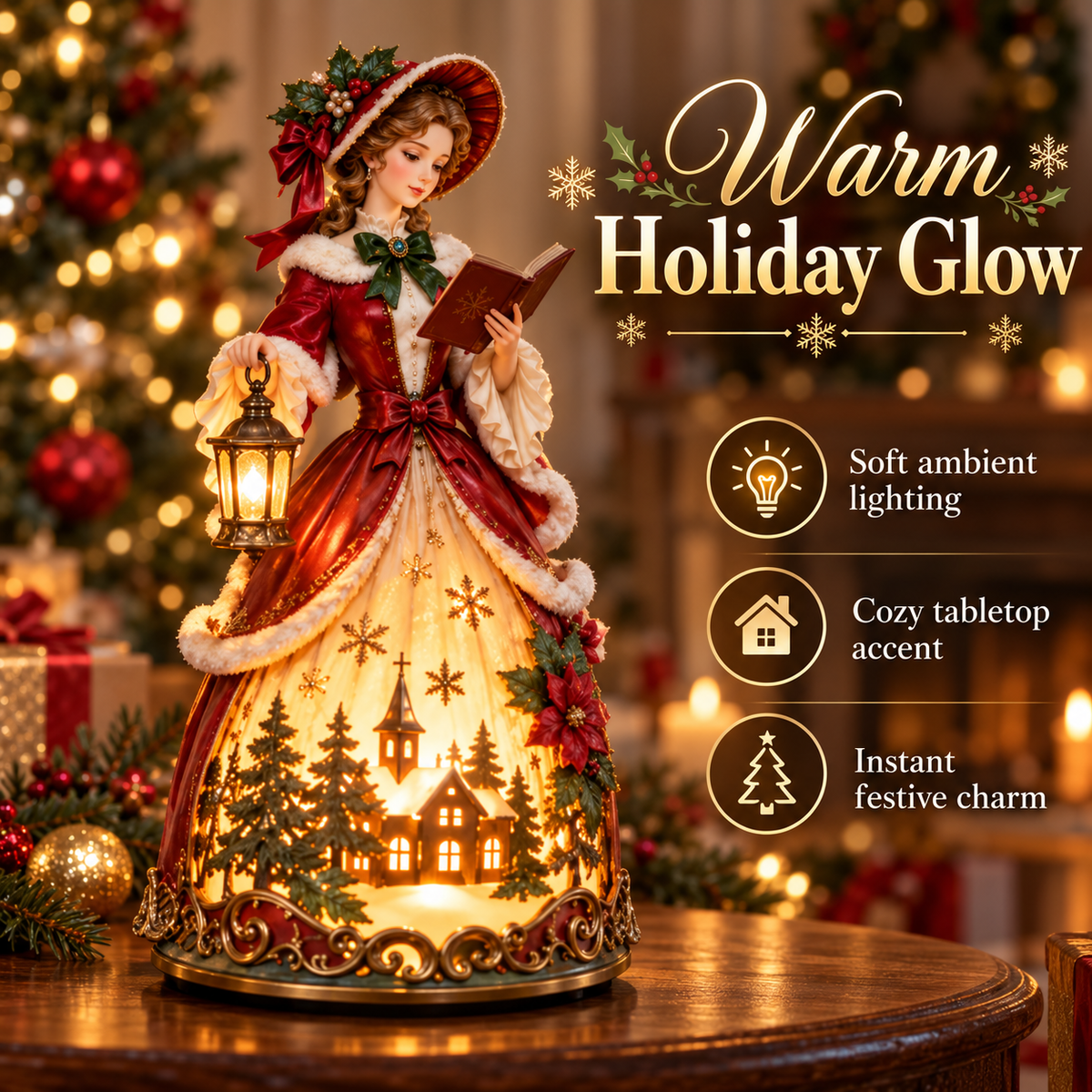 ✨ Last Day 49% OFF 🎄 Victorian Christmas Caroler Lady Lamp™ – Lighted Holiday Tabletop Decor