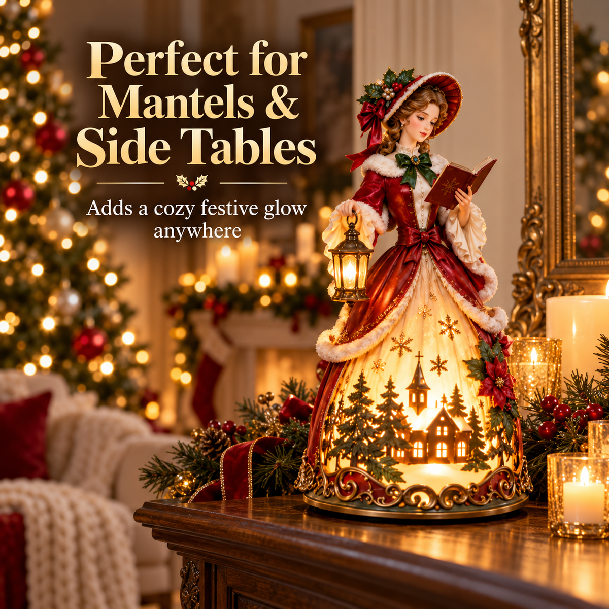 ✨ Last Day 49% OFF 🎄 Victorian Christmas Caroler Lady Lamp™ – Lighted Holiday Tabletop Decor