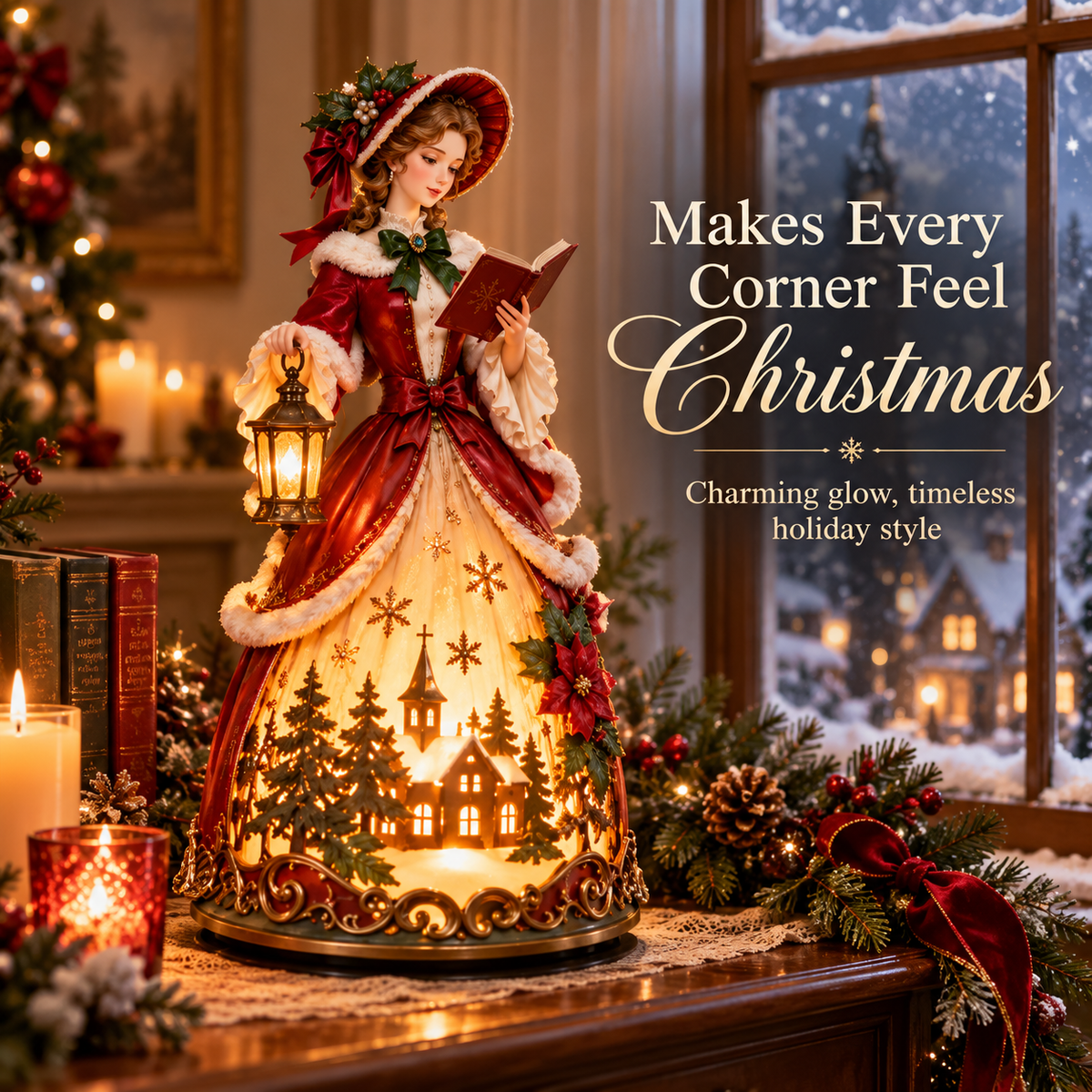 ✨ Last Day 49% OFF 🎄 Victorian Christmas Caroler Lady Lamp™ – Lighted Holiday Tabletop Decor