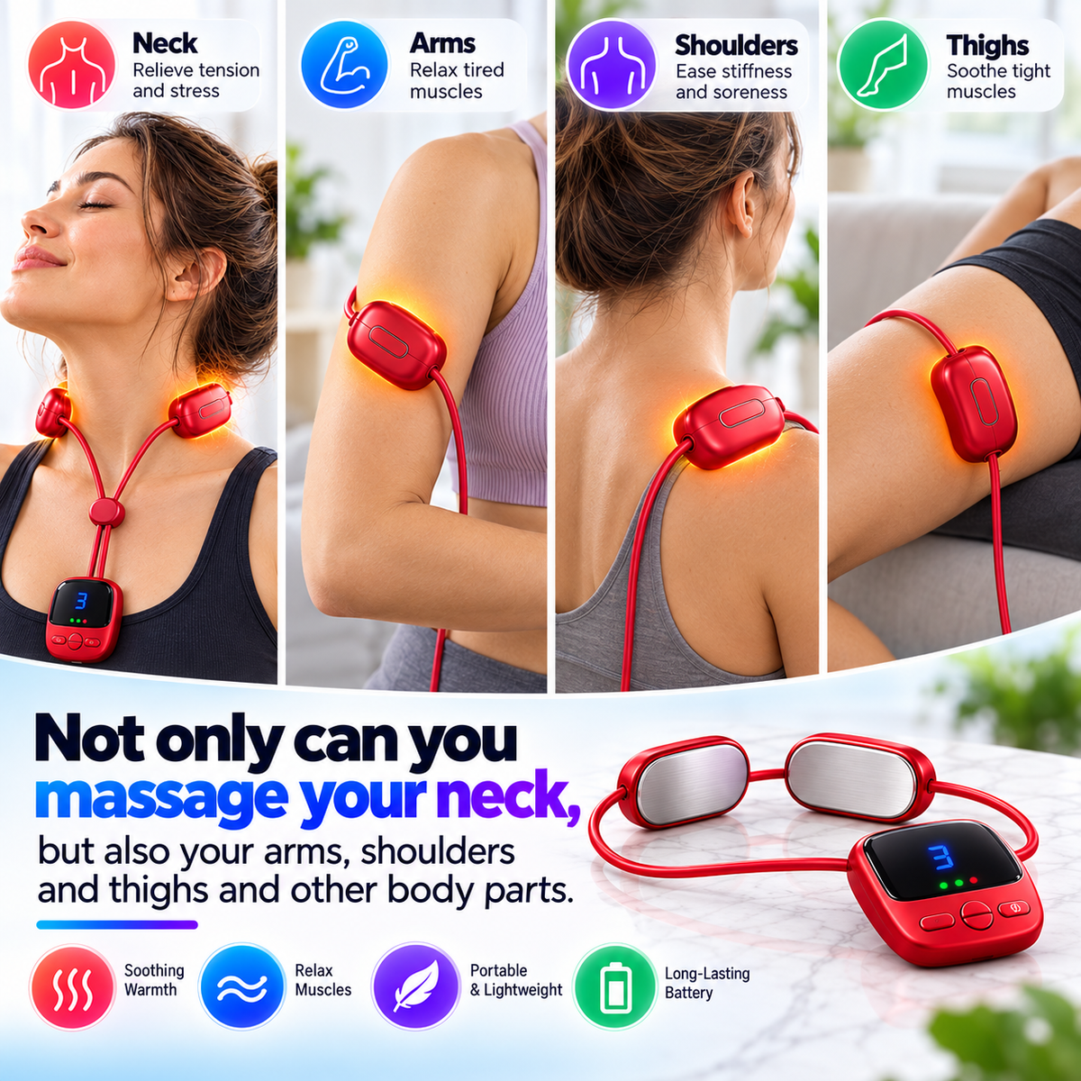 🔥Portable Neck Massager with Heat – Lightweight Comfort Anytime, Anywhere
