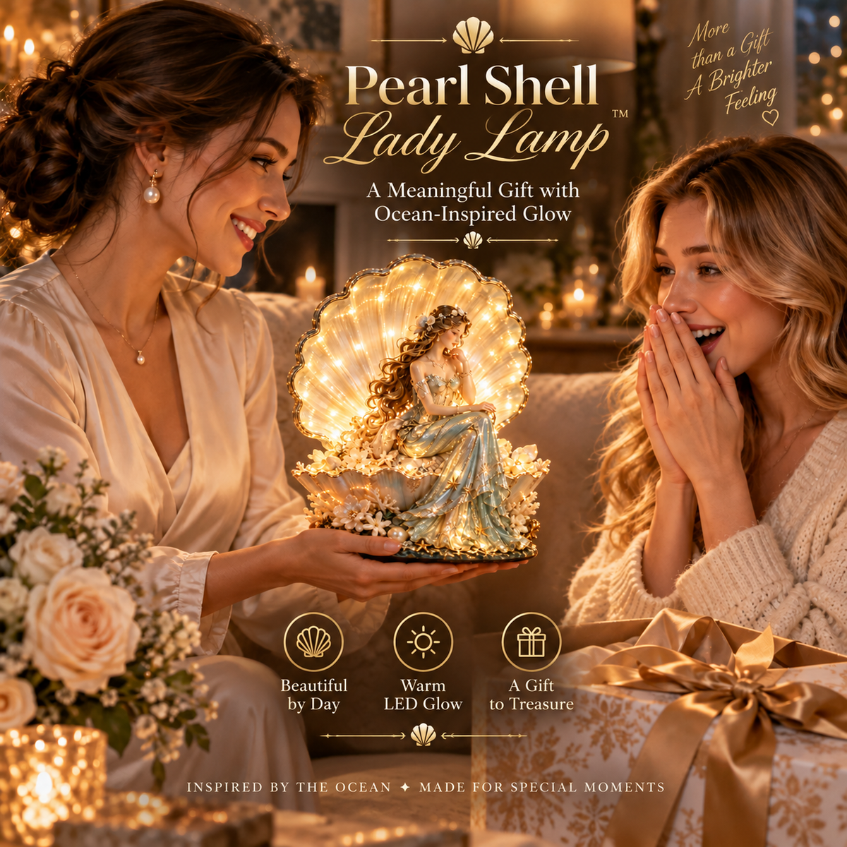 Pearl Shell Lady Lamp gift for someone special