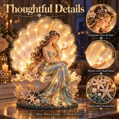 🐚✨Last Day 49% Pearl Shell Lady Lamp™ – Lighted Coastal Goddess Tabletop Decor