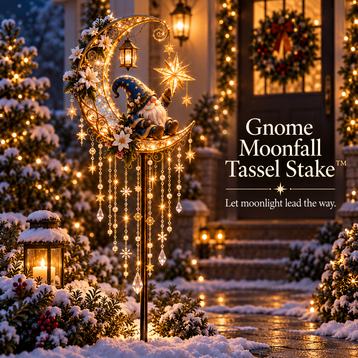 Gnome Moonfall Tassel Stake Christmas garden light