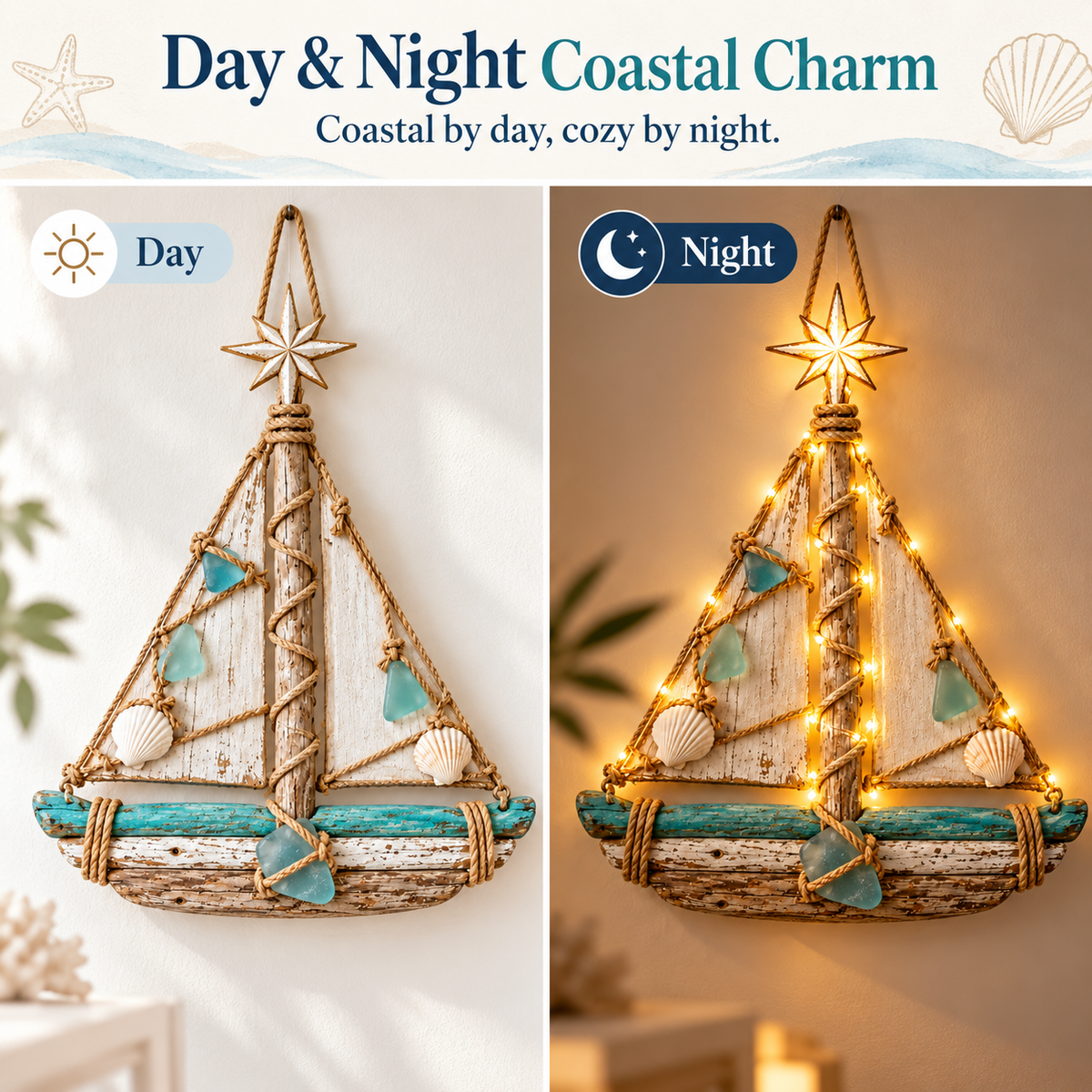 Harbor Lights Sailboat Christmas Tree – Lighted Coastal Wall Decor