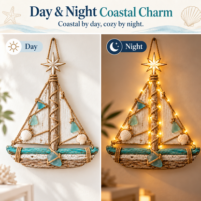 Harbor Lights Sailboat Christmas Tree – Lighted Coastal Wall Decor