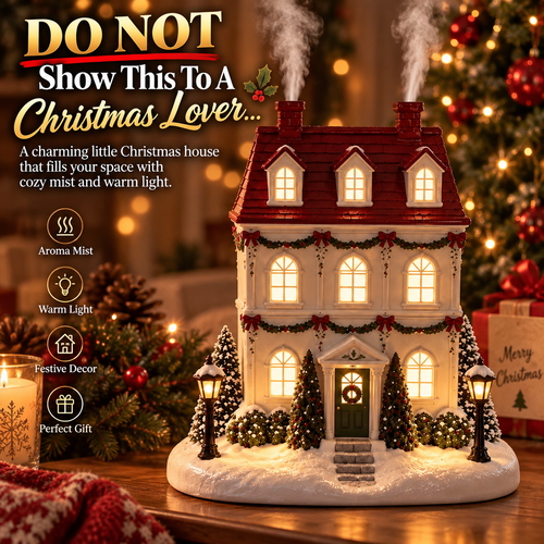 🎄 Christmas House Aroma Diffuser – Glowing Holiday Mist Cottage