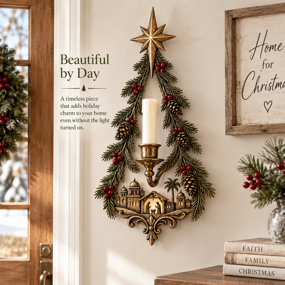 Bethlehem Star Nativity Candle Sconce daytime
