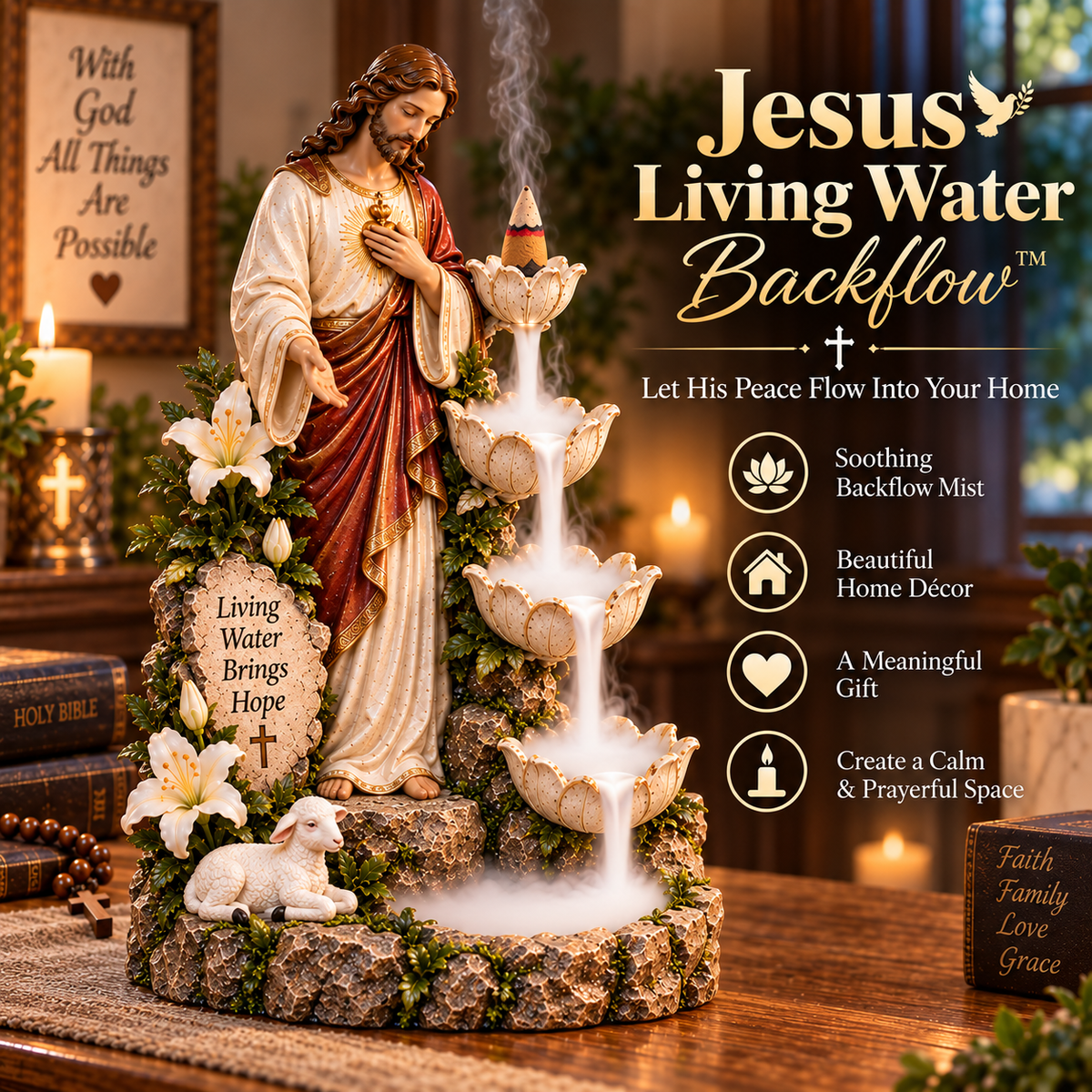 ✨ Last Day 49% OFF ✨ Faith-Inspired Backflow Collection™ – Peaceful Christian Home Decor✨