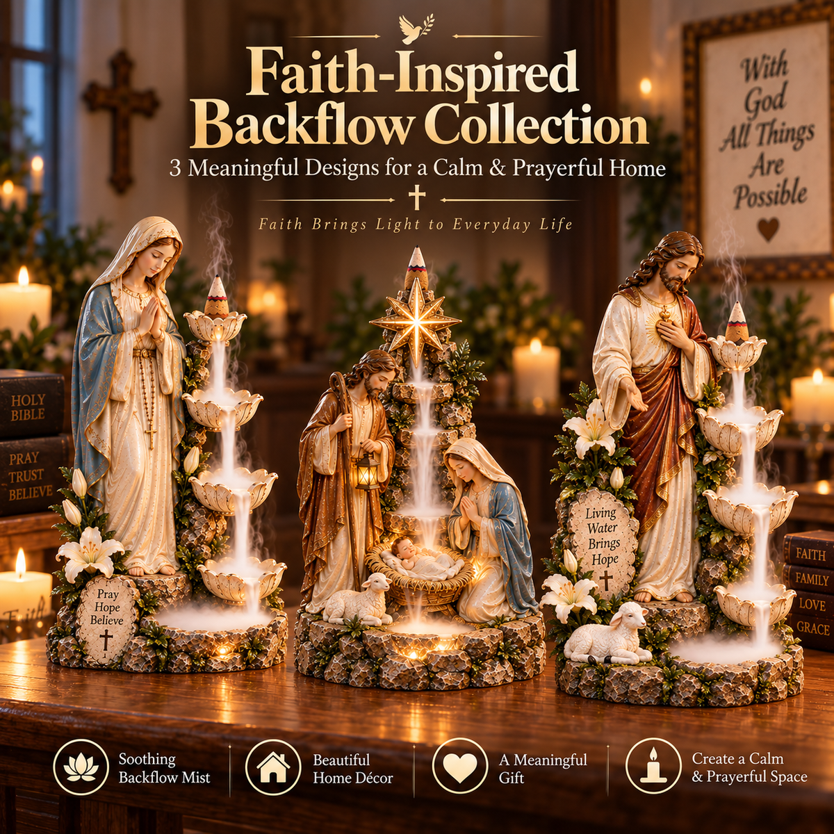 ✨ Last Day 49% OFF ✨ Faith-Inspired Backflow Collection™ – Peaceful Christian Home Decor✨
