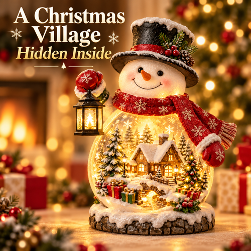 ✨ Last Day 49% OFF✨ Christmas Village Snowman Glow – Lighted Holiday Tabletop Decor