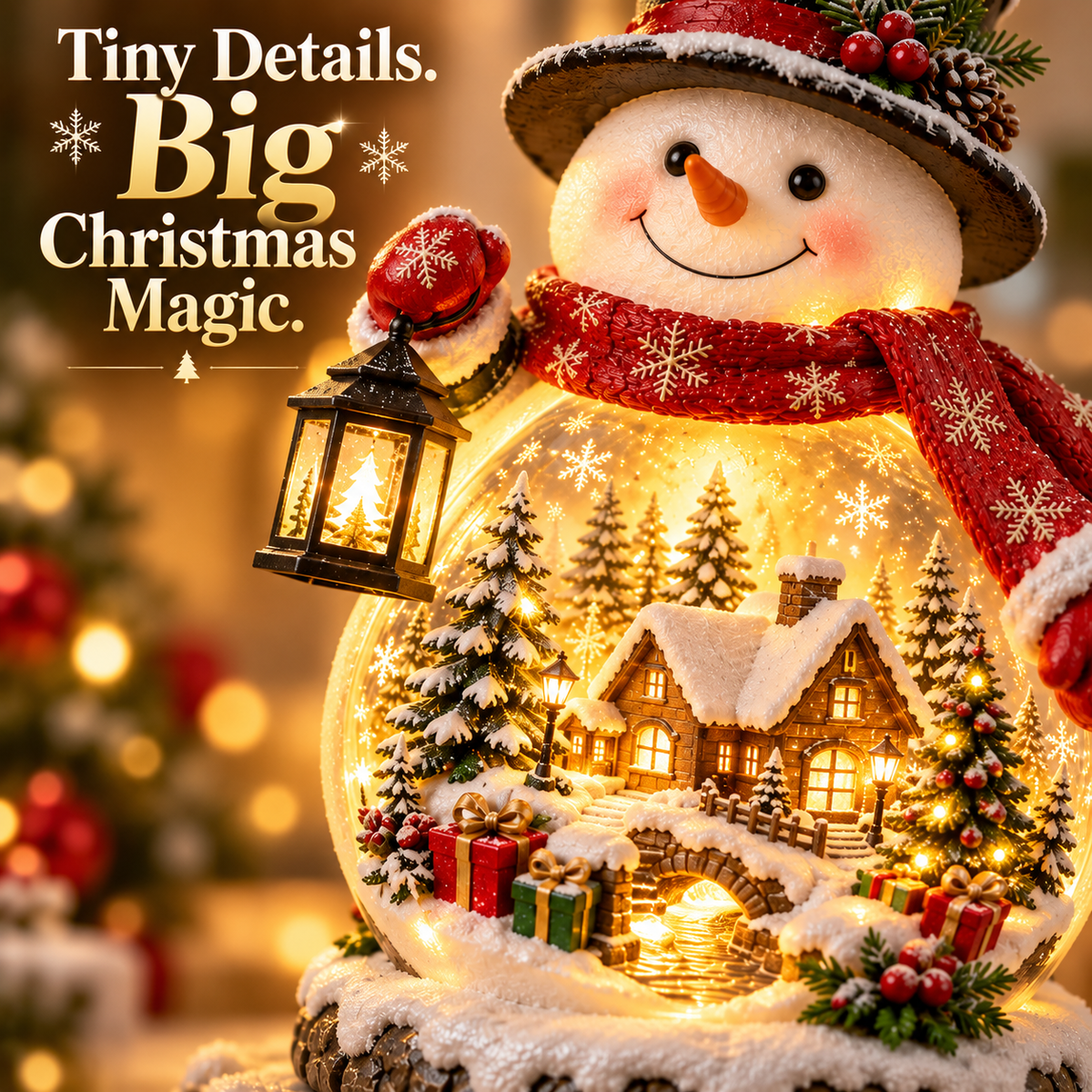 ✨ Last Day 49% OFF✨ Christmas Village Snowman Glow – Lighted Holiday Tabletop Decor