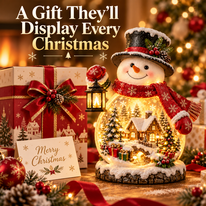 ✨ Last Day 49% OFF✨ Christmas Village Snowman Glow – Lighted Holiday Tabletop Decor