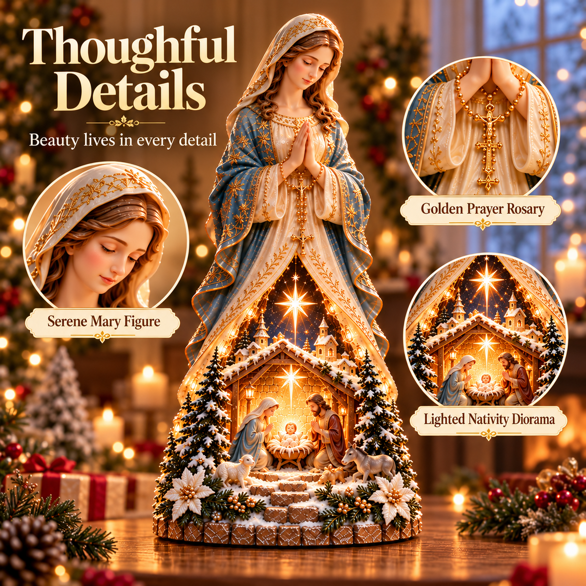 Mary Mother of Love Christmas Nativity detailed features