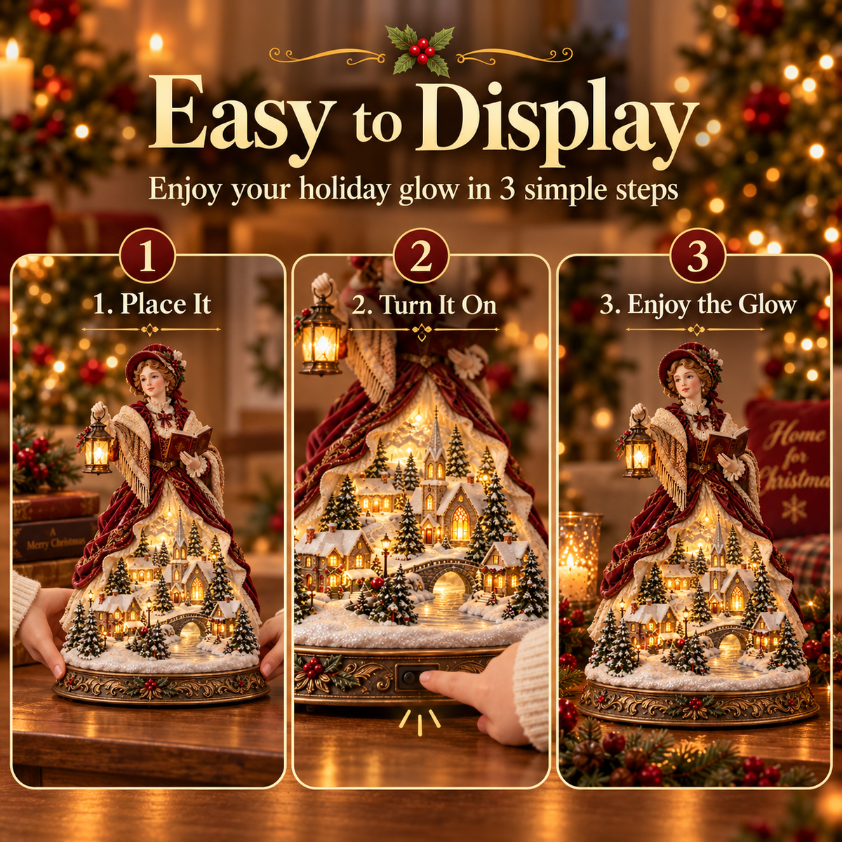 ✨Last Day 49% OFF ✨ Victorian Caroler Christmas Glow™ – Lighted Village Lady Tabletop Decor✨