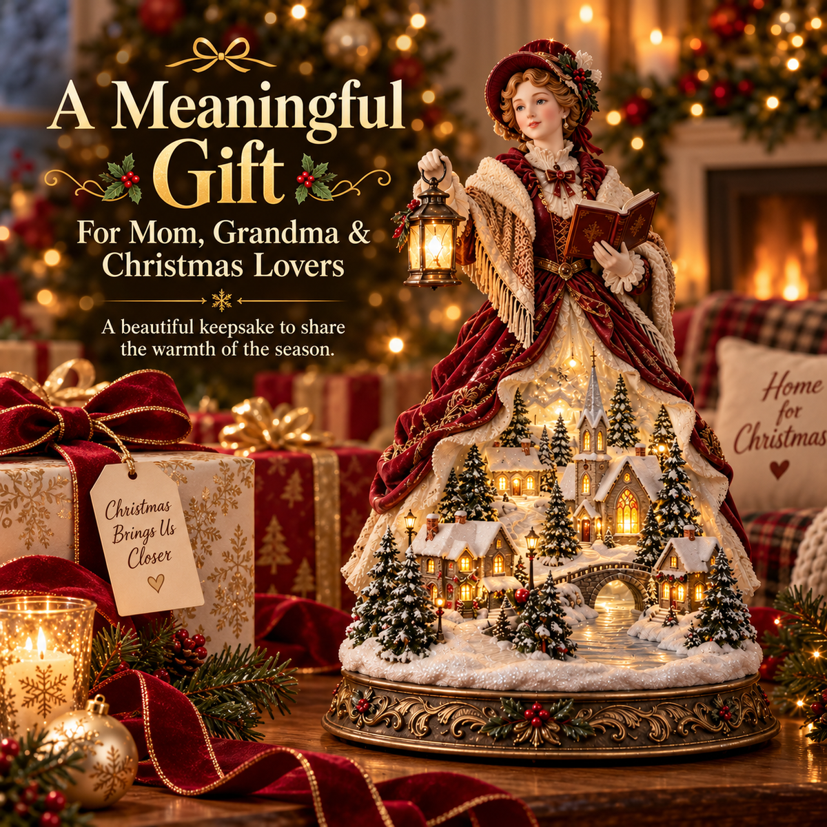 ✨Last Day 49% OFF ✨ Victorian Caroler Christmas Glow™ – Lighted Village Lady Tabletop Decor✨