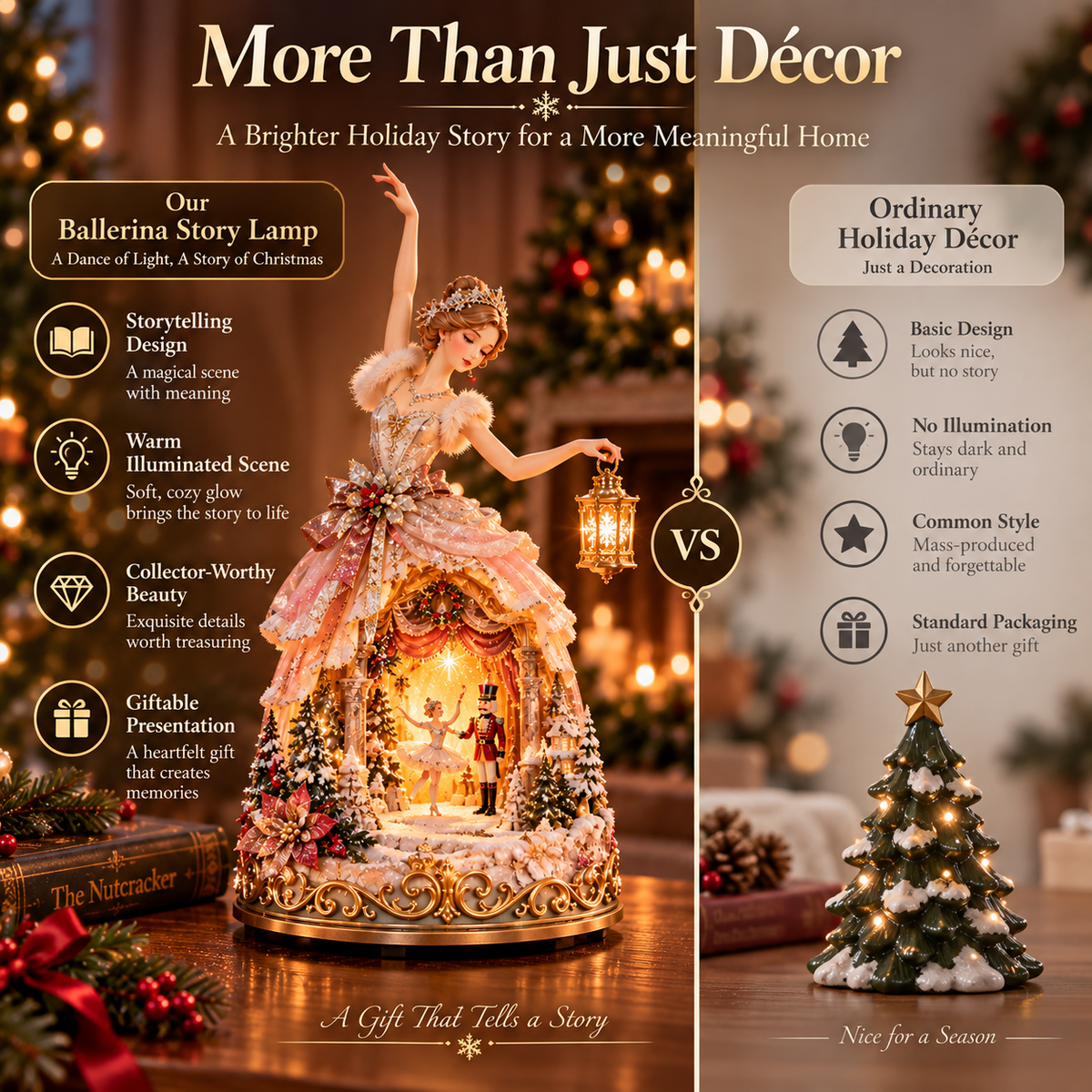 🔥LAST DAY 49% OFF 🩰 Winter Ballerina Story Lamp™ – Lighted Nutcracker Christmas Tabletop Decor ✨