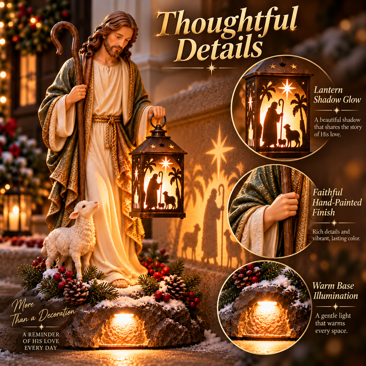 ✝️49% OFFJesus Guiding Light Collection™ – Lighted Christian Christmas Lantern Decor
