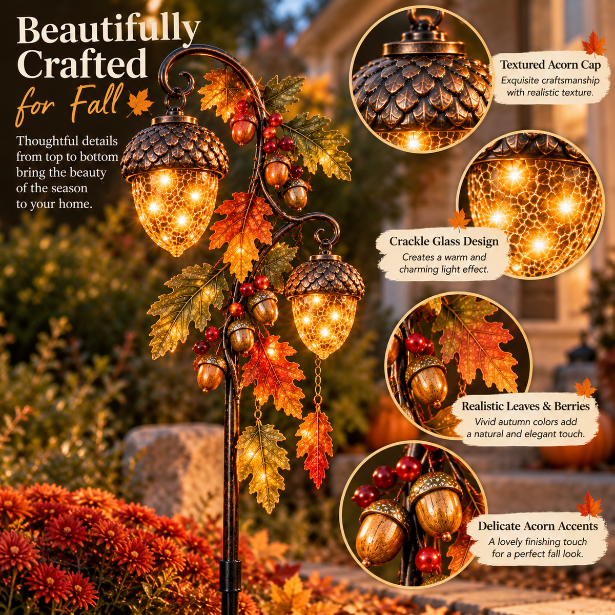 Autumn Acorn Glow crafted details