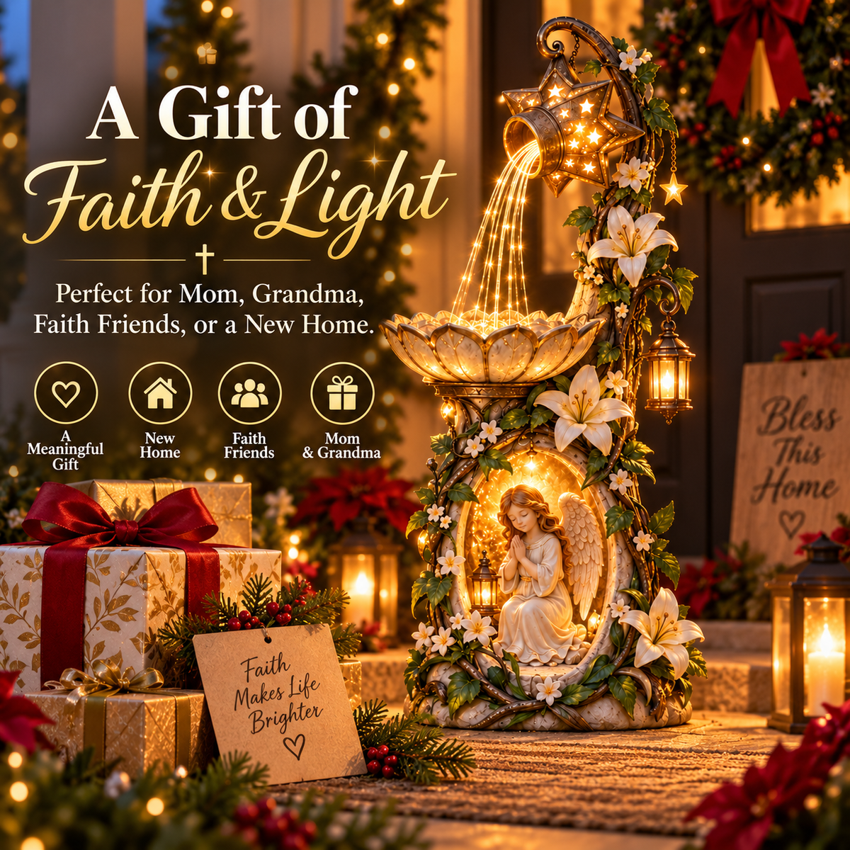 👼✨ Angel Starlight Garden Fountain™ – Faith-Inspired Lighted Outdoor Decor