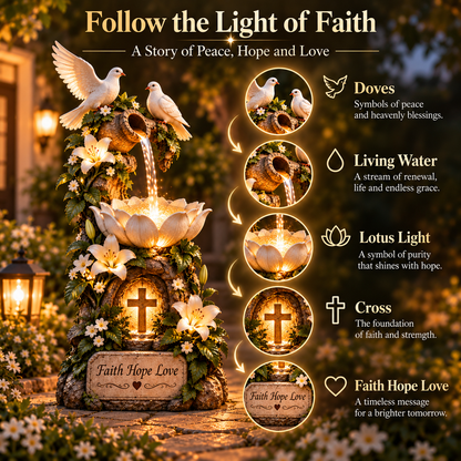 🔥 Last Day 49% OFF🕊️✝️ Faith Hope Love Fountain™ – Lighted Christian Garden Decor