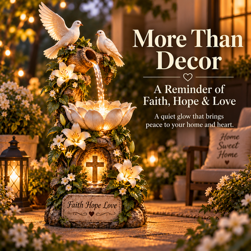 🔥 Last Day 49% OFF🕊️✝️ Faith Hope Love Fountain™ – Lighted Christian Garden Decor
