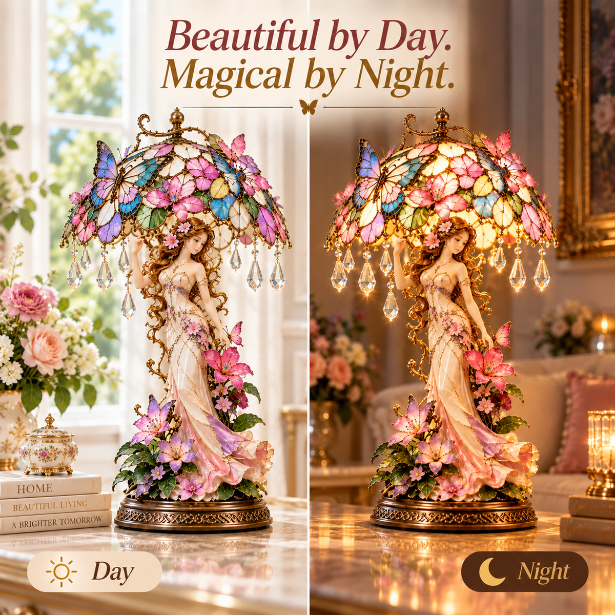 🔥 Last Day 49% OFF🦋 Butterfly Blossom Glow™ – Illuminated Floral Fairy Table Lamp