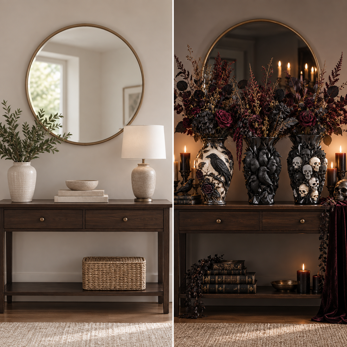 🖤 A Statement Piece Even Without Flowers—Discover the Skull & Raven Vase Collection