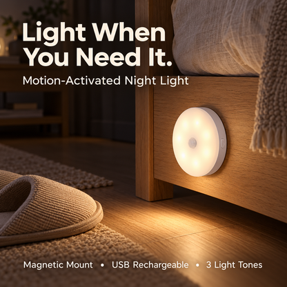 Rechargeable Motion Sensor Night Light – Magnetic Mount & 3 Light Colors