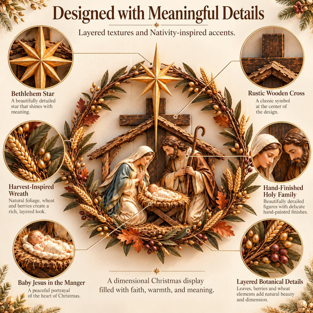 🔥LAST DAY 50% OFF - ✝️🍂 Autumn Cross & Pumpkin Harvest Metal Wall Decor