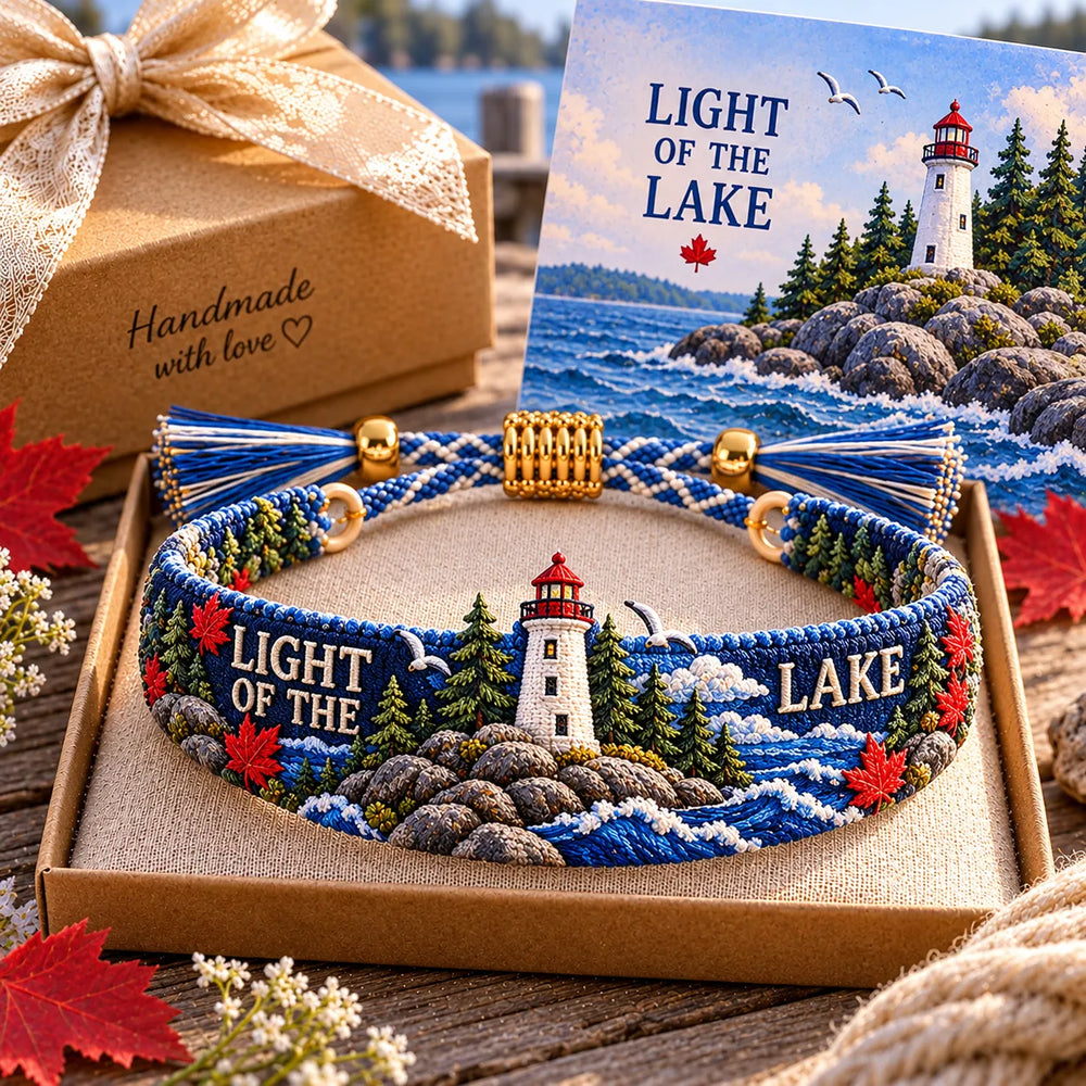 Light of the Lake embroidered lighthouse bracelet