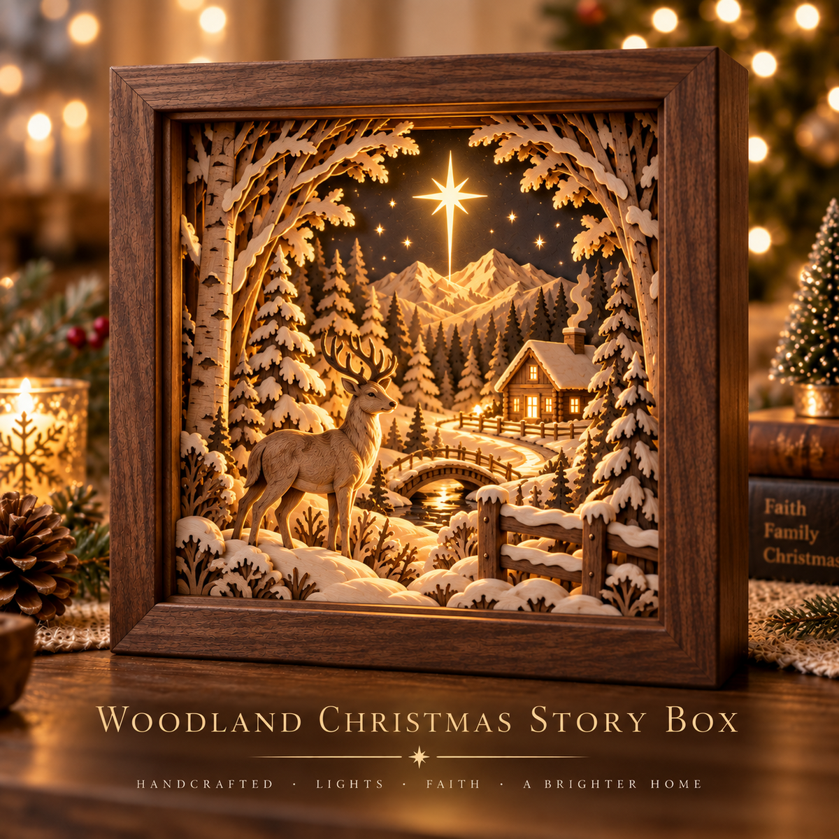 Woodland Christmas light box style
