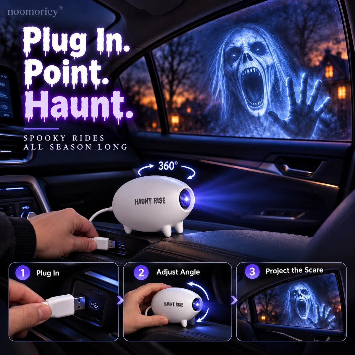 🎃 Halloween Window Projector ✨ 16 Spooky Movies – USB-Powered Halloween Decoration
