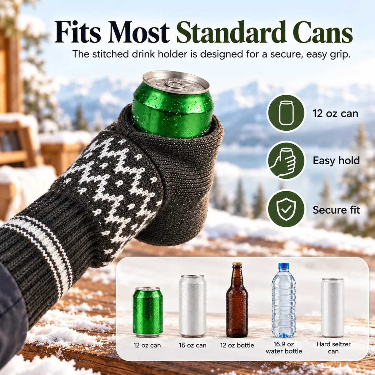 🎁Beer Mitten Gloves – Insulated Knit Drink Holder, 2PCS Set